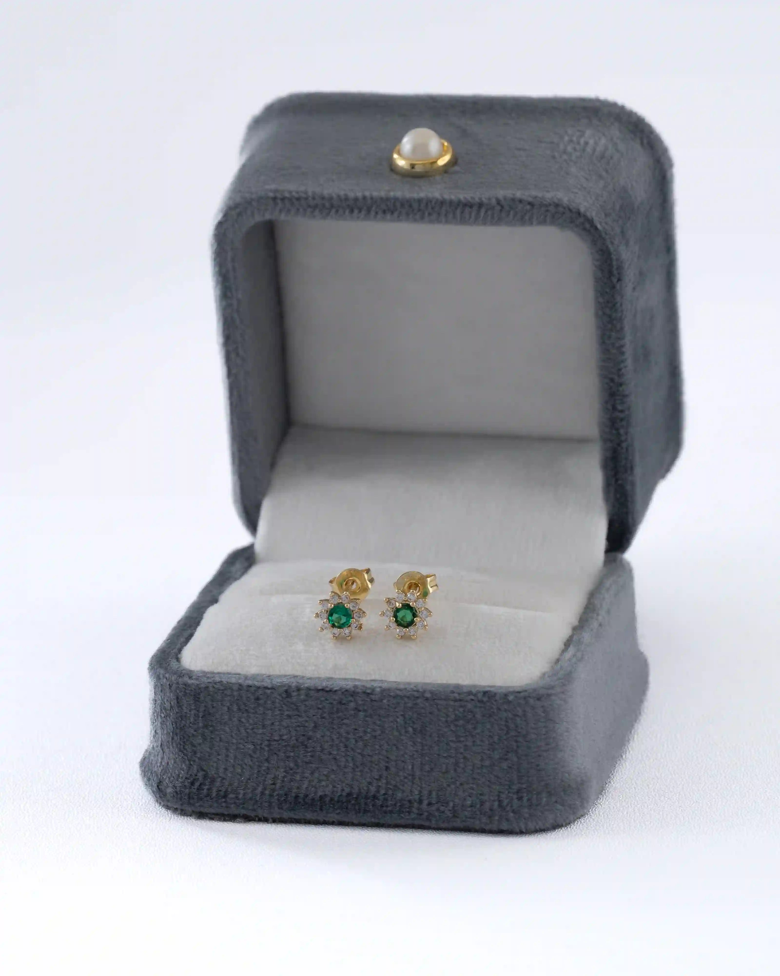 Aretes Green Fleur 6 mm