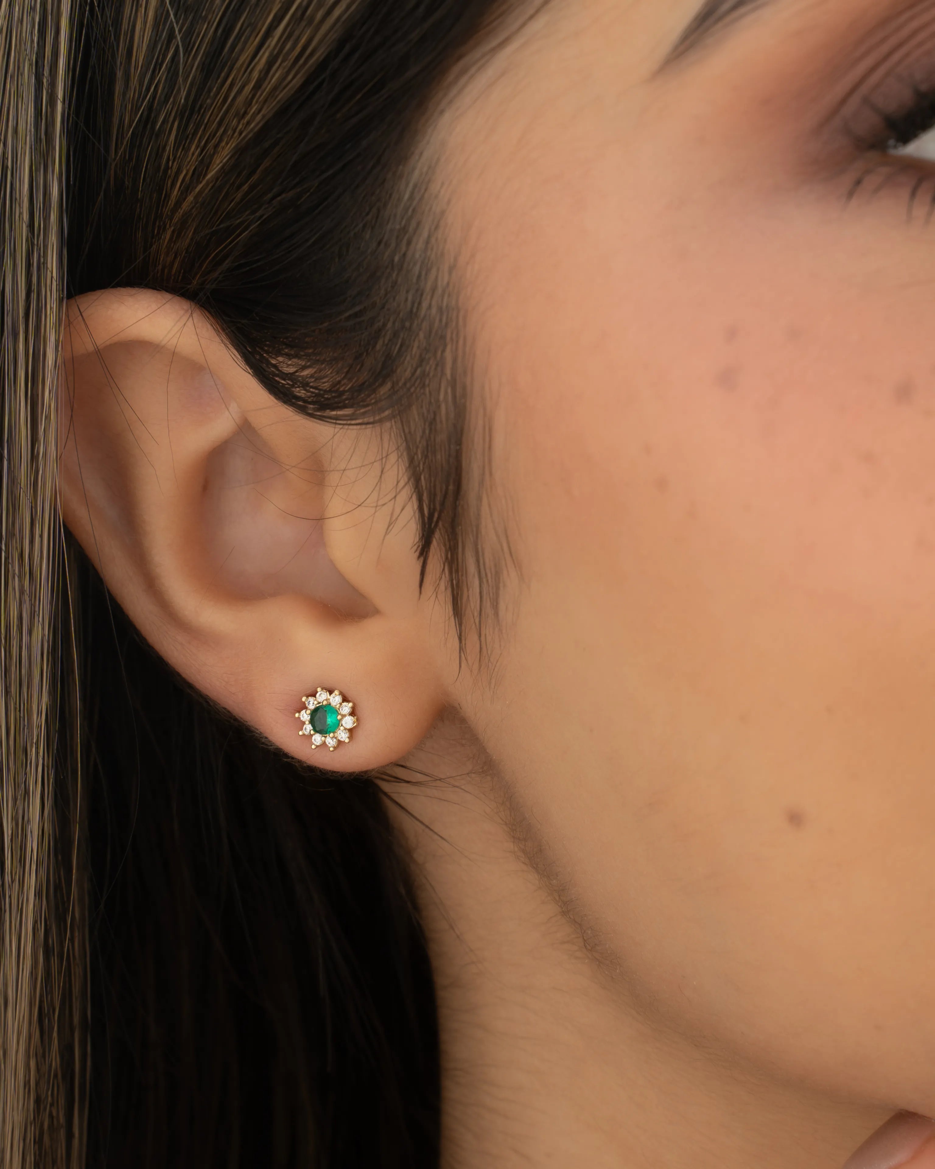 Aretes Green Fleur 6 mm