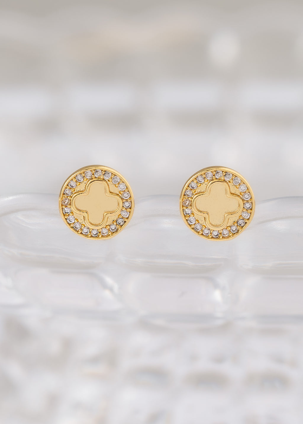 Aretes Clover Redondo Circonias 1 Cm